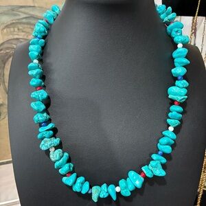Vintage genuine turquoise sterling silver necklace